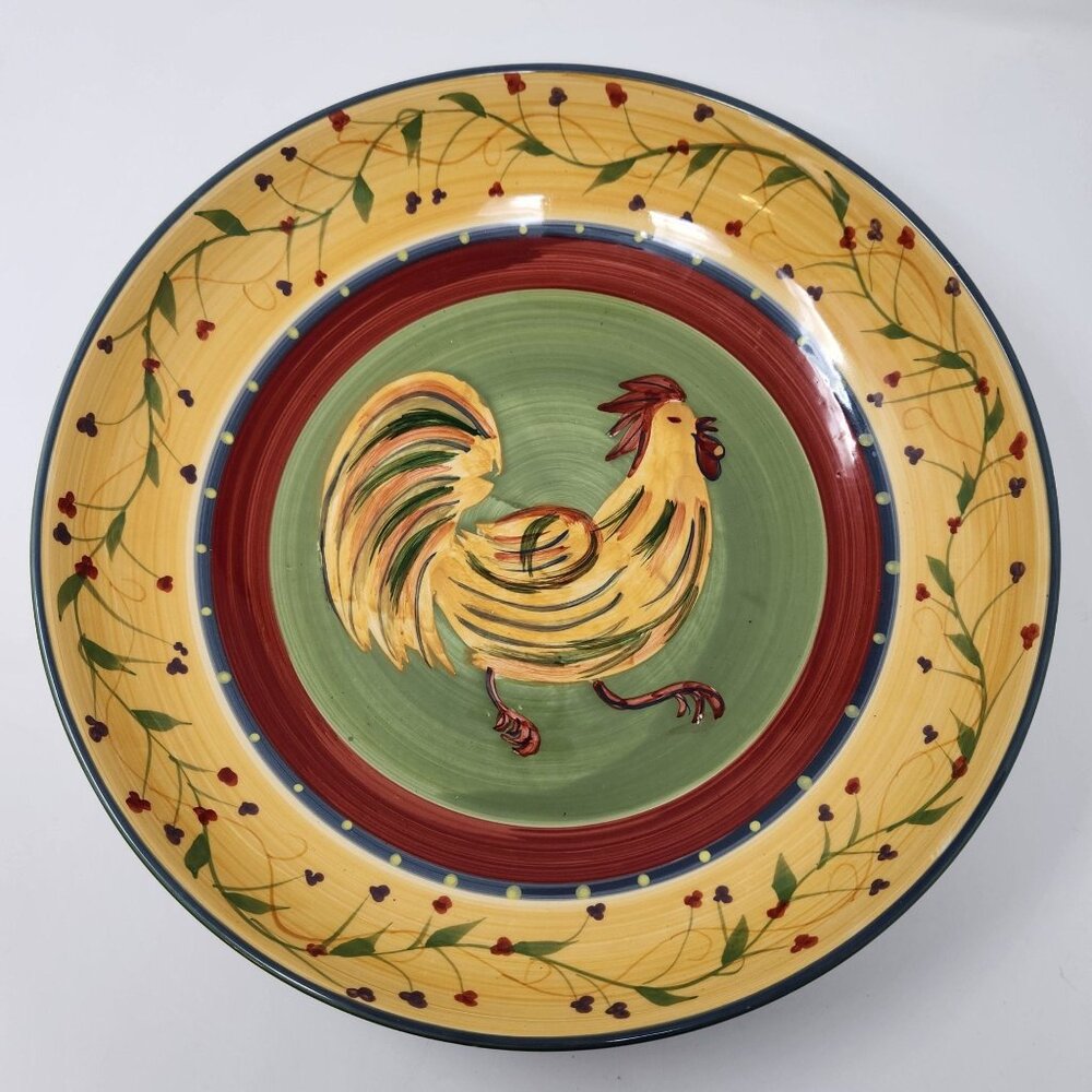 Vintage Large Pasta Serving Bowl - 222 Fifth Chez Rooster - 13.25" Diameter‎